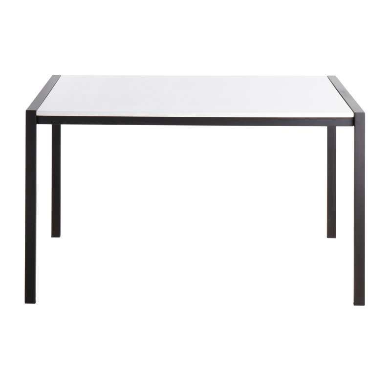 Contemporary Black Metal and White Wood Dining Table