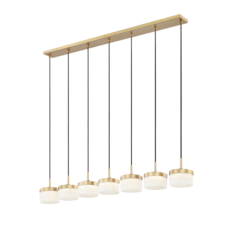 Lustre linéaire moderne 7 lumières Haddon, Or moderne