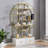 70.8 Inch Round Office Bookcase Bookshelf, Display Shelf, Two Drawers,Frame