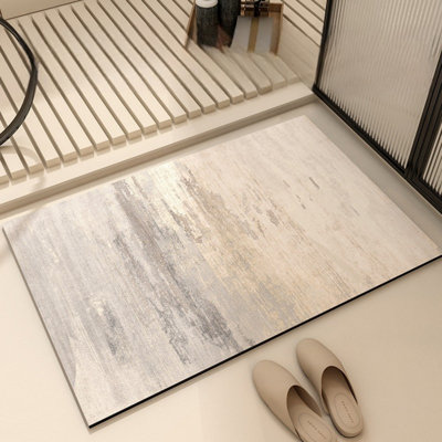 Premium Bathroom Absorbent Mat - Non-Slip Silicone Algae Door Rug For Toilet, Shower, And Washroom