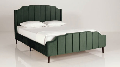 Allyson Queen Size Modern Curved Upholstered Bed Mercury Row Teen Color: Green