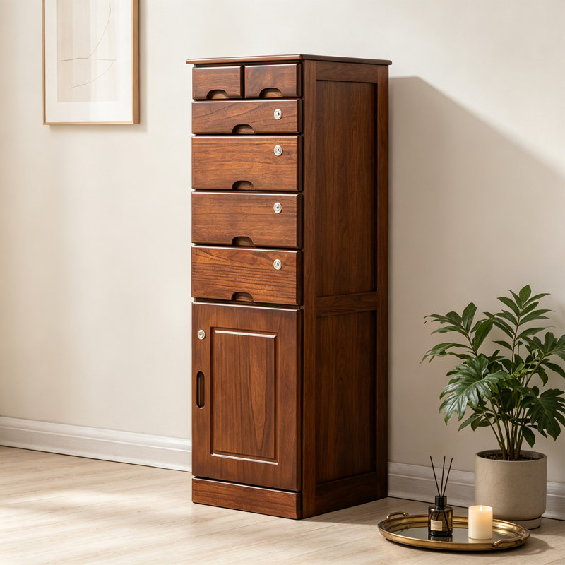 Classeur simple en bois massif brun avec serrure