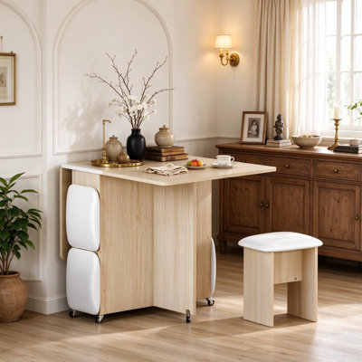 Ensemble de table de salle à manger pliable avec 4 tabourets, table de cuisine extensible pour petits espaces, bureau convertible multifonctionnel, 4 couleurs