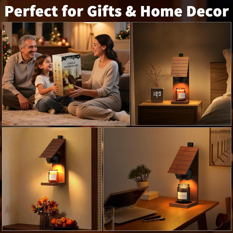 Lampe chauffe-bougie en bois