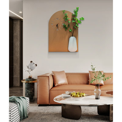 Bande tridimensionnelle moderne en grès avec horloges, plantes et peintures murales