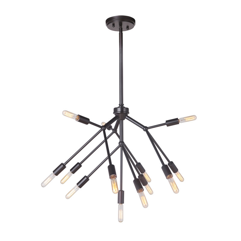 Lustree linéaire 13 lumières spoutnik modern Lappin, Bronze huilé