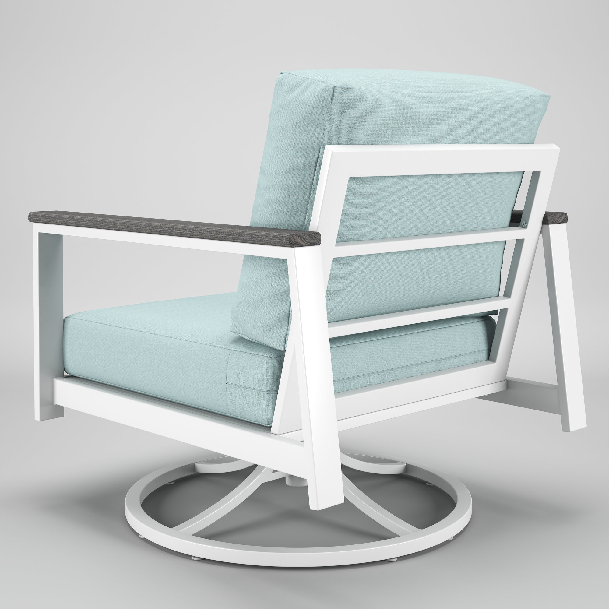 Townsend Metal Outdoor Rocking Chair With Sunbrella Cushion, Gray, Bliss Dew