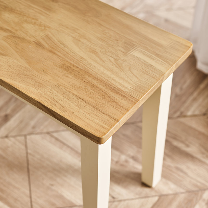 Alcazar Solid Wood Dining Bench - Traditional Rustic Farmhouse Kitchen Style, Oak/Cream, 45cm H x 120cm W x 30cm D