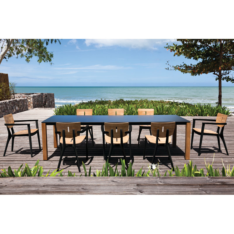 Diuna Outdoor Teak Dining Side Chair, Anthracite