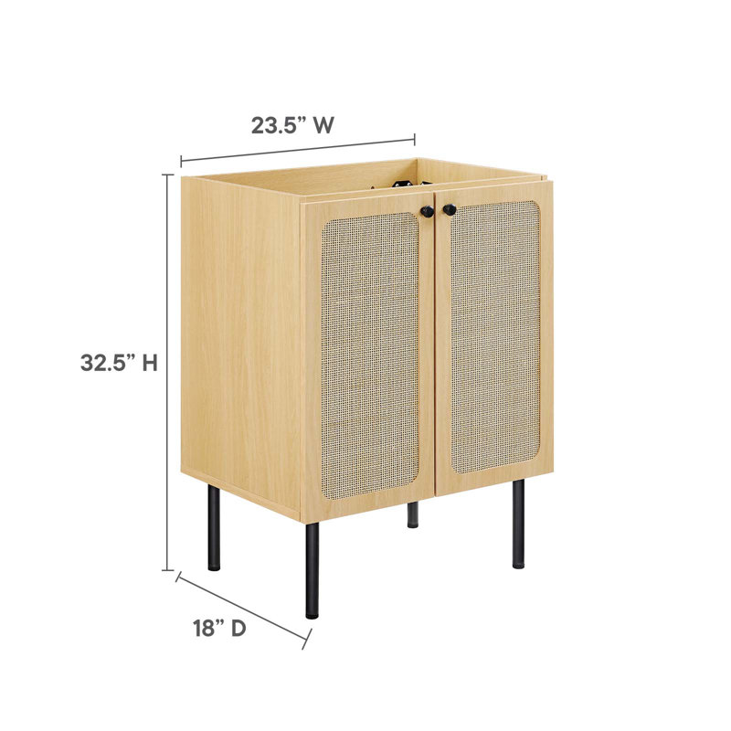 Chaucer Oak and Rattan 24" Single Bathroom Vanity Cabinet
