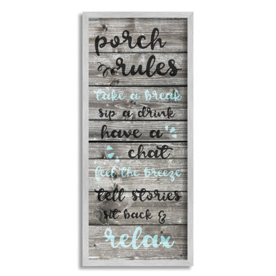 " Porch Rules Rustic Blue Sit Back And Relax " by Daphne Polselli