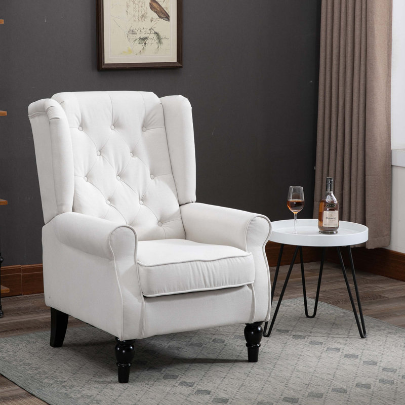 Fauteuil à oreilles Lachesis, Lin blanc