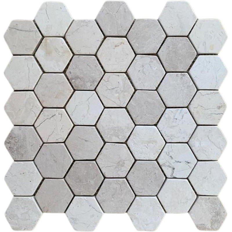 Carreau de mosaïque en marbre blanc hexagonal 2 po x 2 po CNK Tile