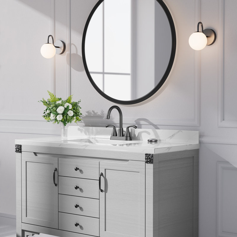 NO 2-handle Bathroom Faucet with Drain Assembly, Matte Black