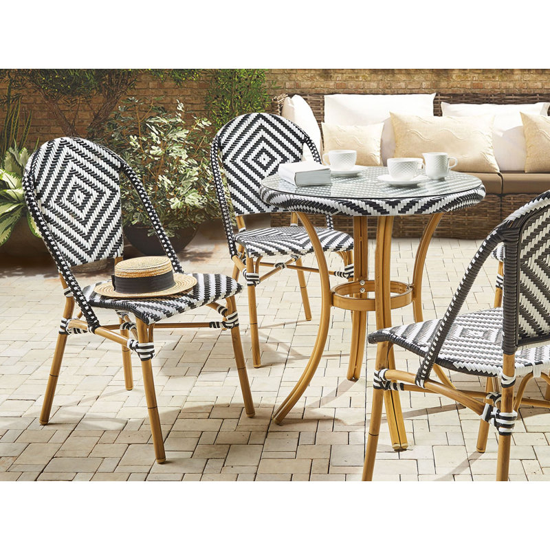 Gesine Stacking Patio Dining Side Chair with Cushion