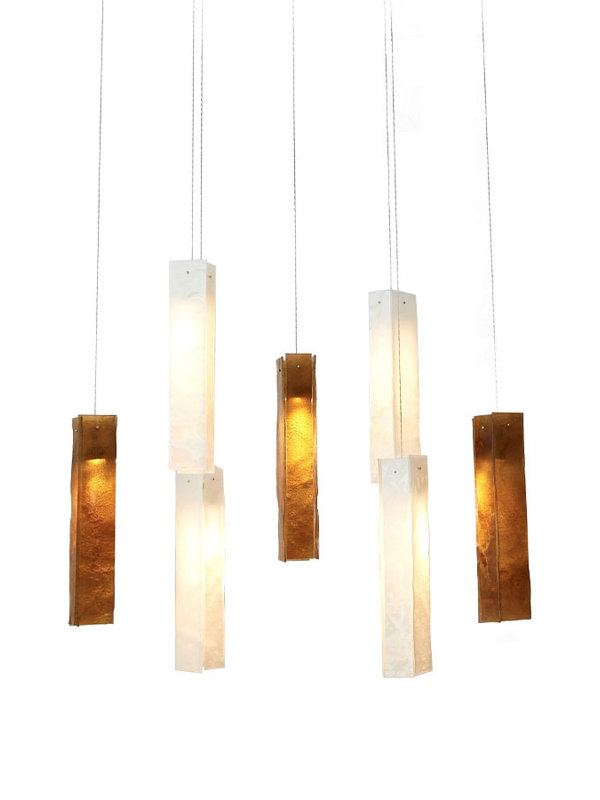 7 - Light LED Pendant, White/Amber, 12