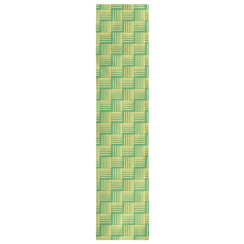 Fractured Stripes Table Runner, 16" x 72", Green/Yellow