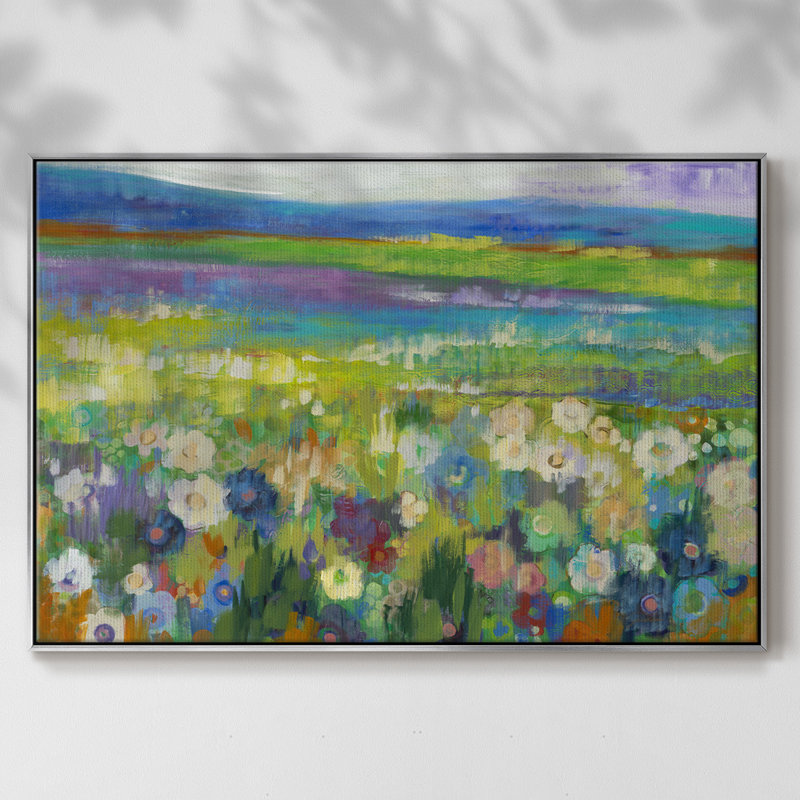 Flowerfields, reproduction d'art sur toile, H 25 po x l 37 po x P 2 po, Argent