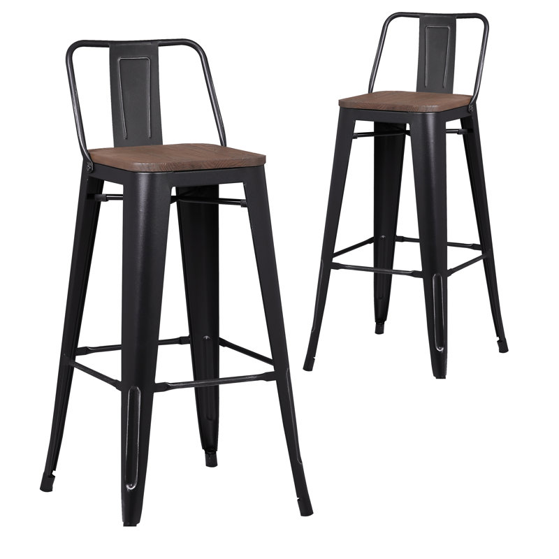 Julianne Counter Stool with Metal Frame, Black