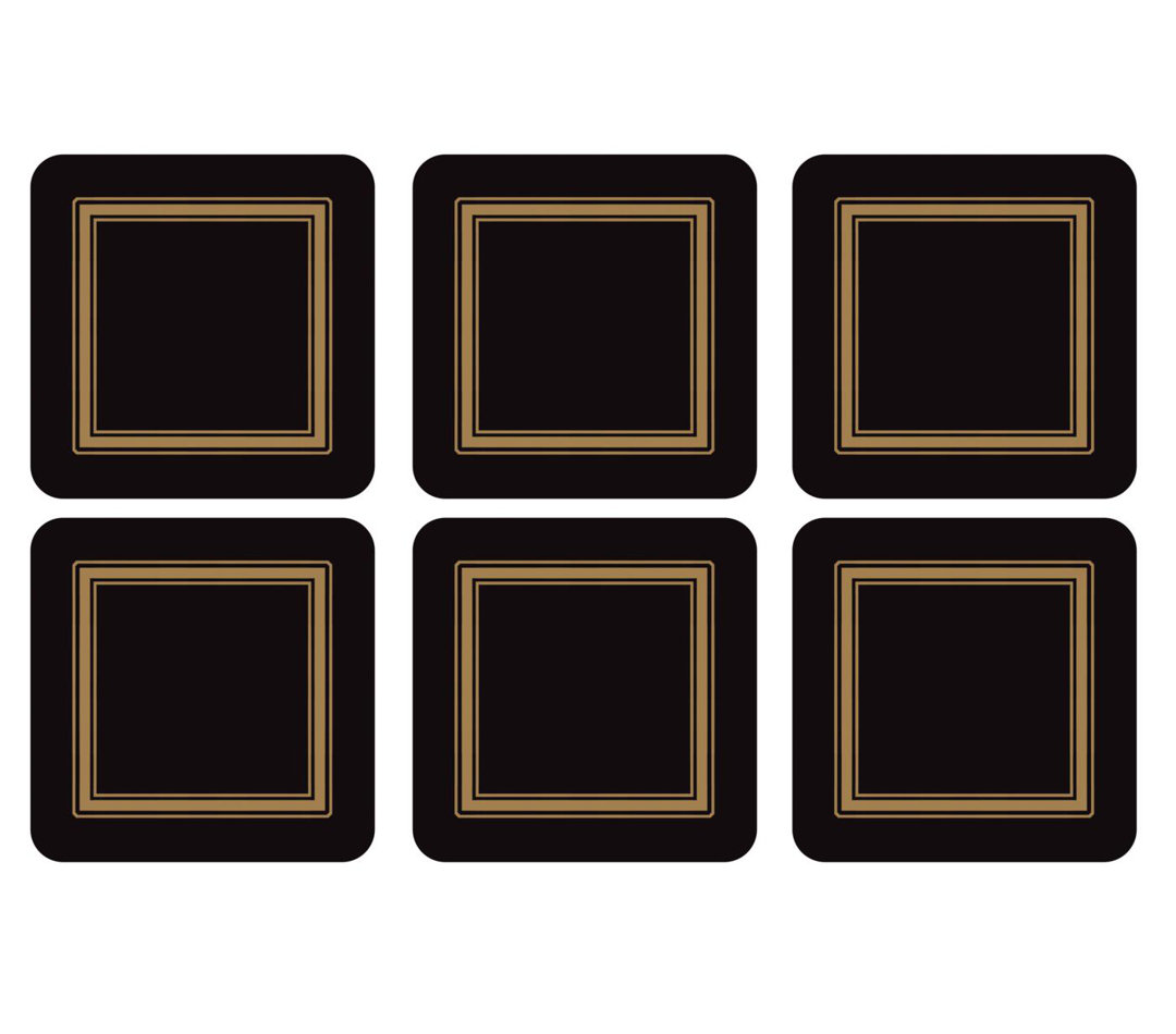 Pimpernel Coasters Black Classic Set of 6 Cork Backed 10x10cm Heat Resistant - Image 4