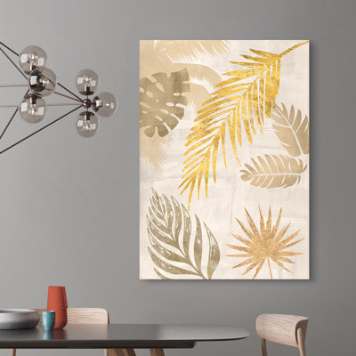 Palm Leaves Gold I by Eve C. Grant - Wrapped Canvas Painting