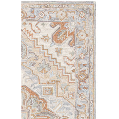Falman Hand Loomed Wool/Cotton/Latex Oriental Rug in Gray/Beige