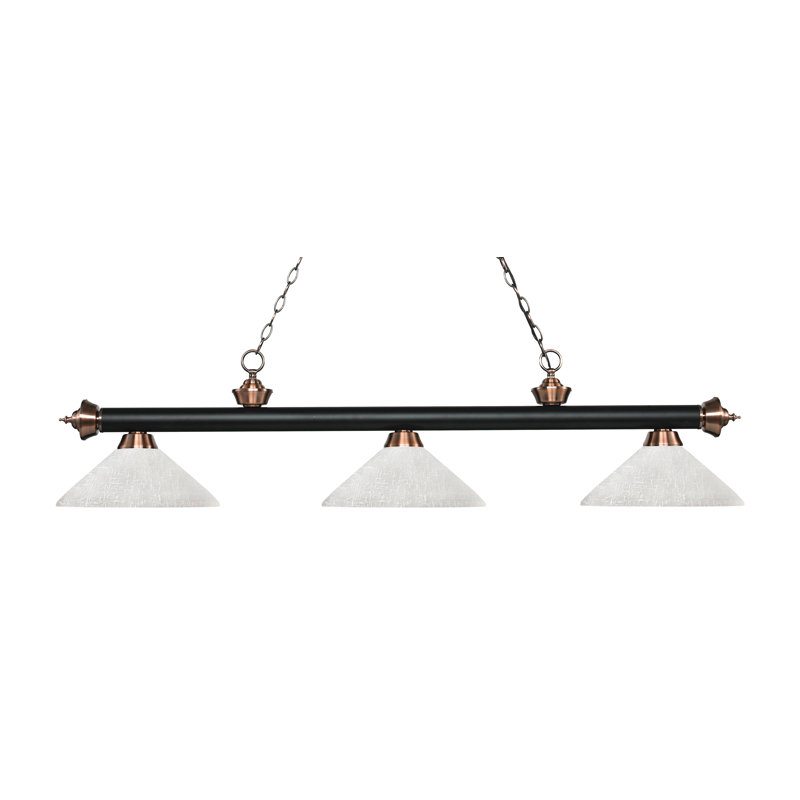 Chevelle 3 - Light Pool Table Lights Pendant, White Linen, Matte Black