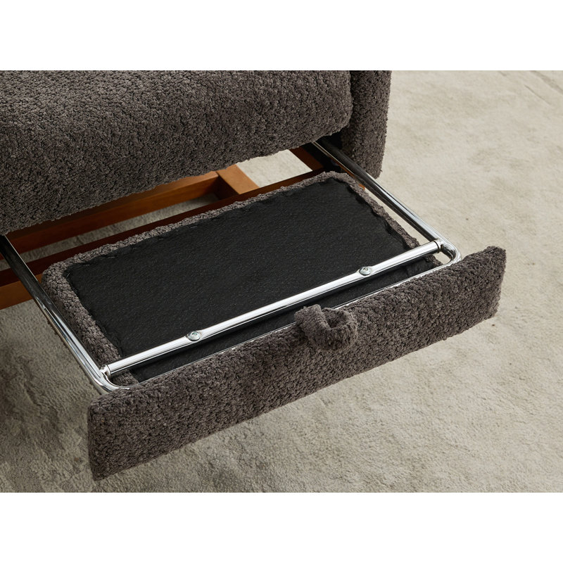 Chaise berçante rembourrée avec repose-pieds rétractable, Gris anthracite