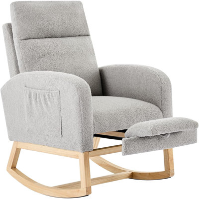 Upholstered Nursery Rocking Chair with Footrest & Side Pocket by Ebern Designs
