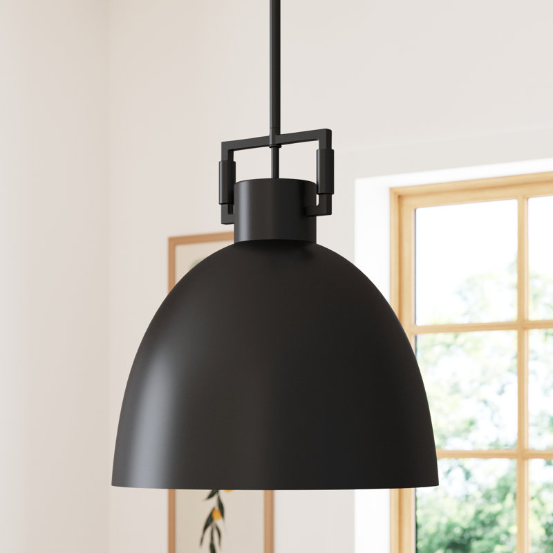 Luminaire suspendu géométrique simple à 1 lumière, Métal noir