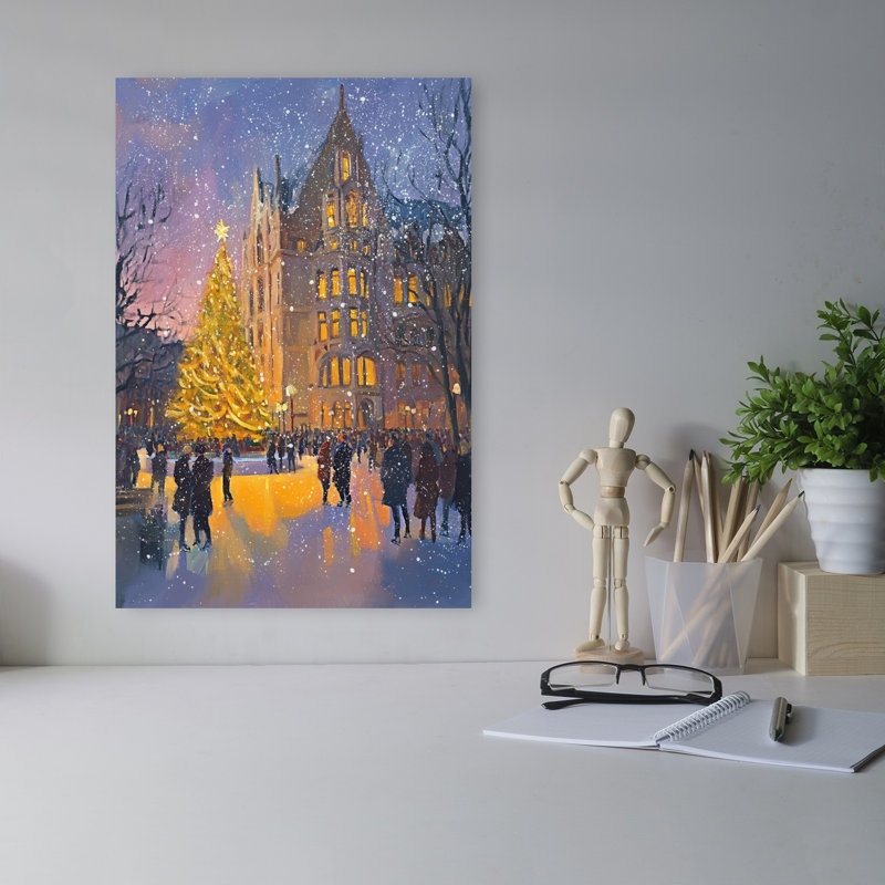 Brightchristmascityno02, impression d'art romantique de Noël abstrait, 18" H x 12" W