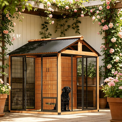 Niche pour chien de jardin spacieuse, niche d'extérieur pour chien, niche pour chien en bois, niche pour chien