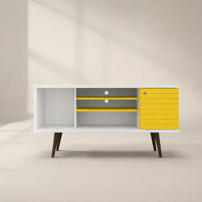 Meuble télé blanc et jaune
