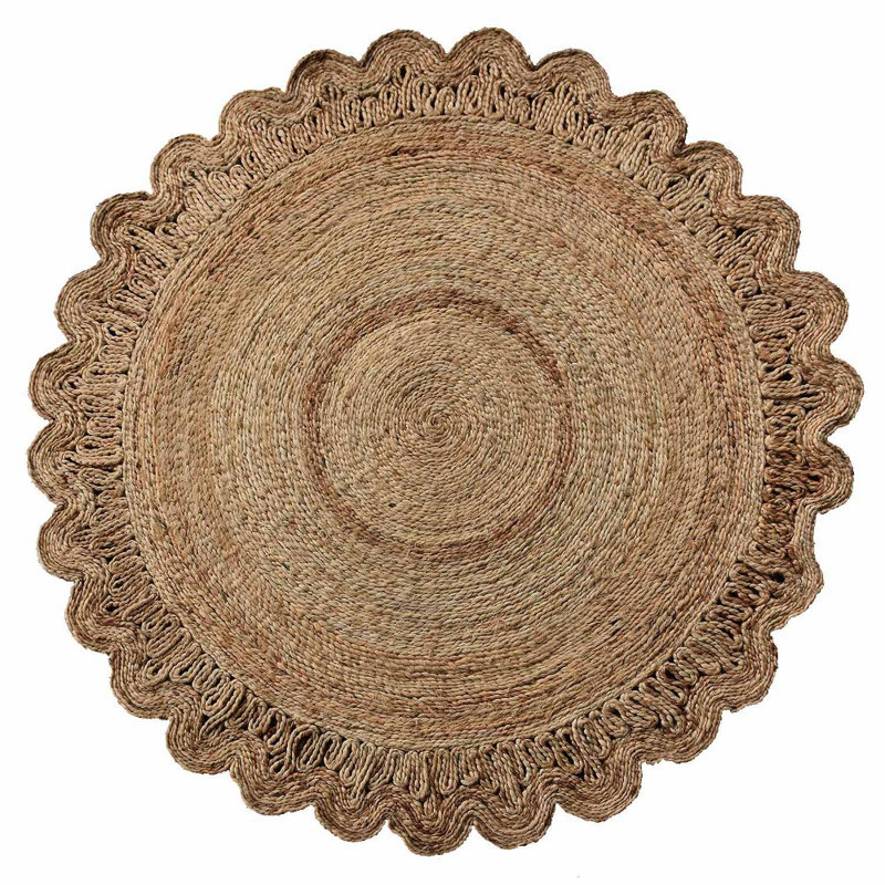 Tapis ronds en jute tissés à la main Ryann, Rond 5 pi