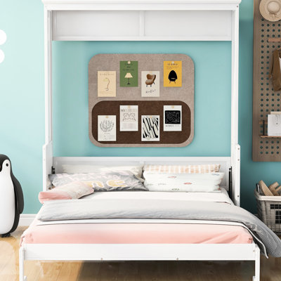 Grand lit blanc avec option de tablette polyvalente - Taille de rangement personnalisable