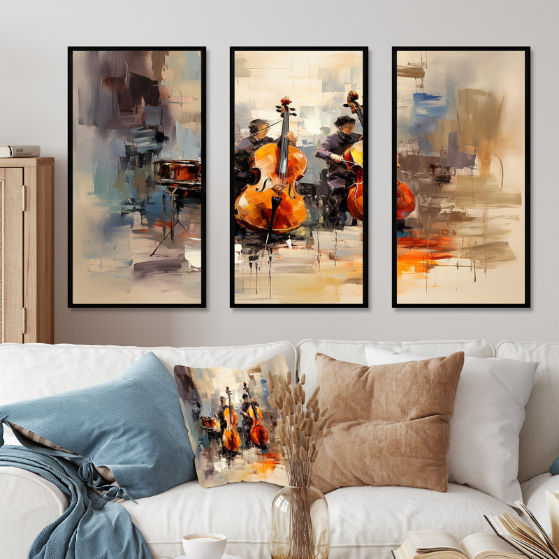 «Brown Brooding», Bourgogne, violoncelle, musique IV - musique, art mural, H 28 po x l 36 po, Cadre flottant noir