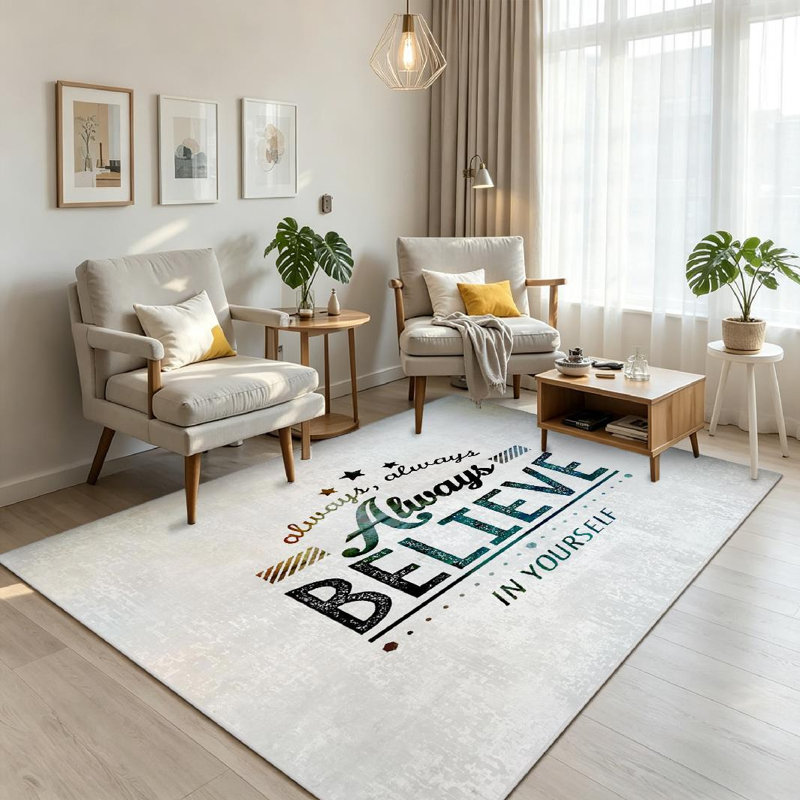 Tapis d'intérieur transparent lavable à la machine, inspirant et inspirant, Rectangle 71 po x 98 po