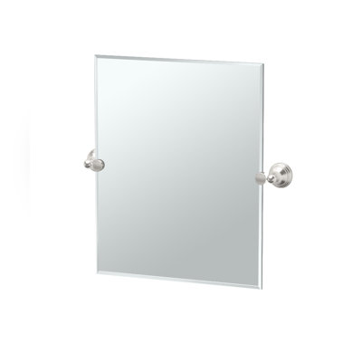 Charlotte Frameless Rectangle Bathroom Vanity Mirror | Pivoting and Beveled Wall Mirror