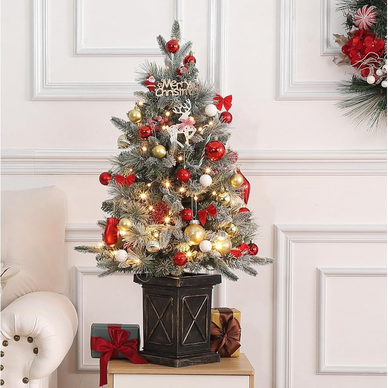 3 Ft Pre-Lit Artificial Mini Christmas Tree, With 78 LED Lights