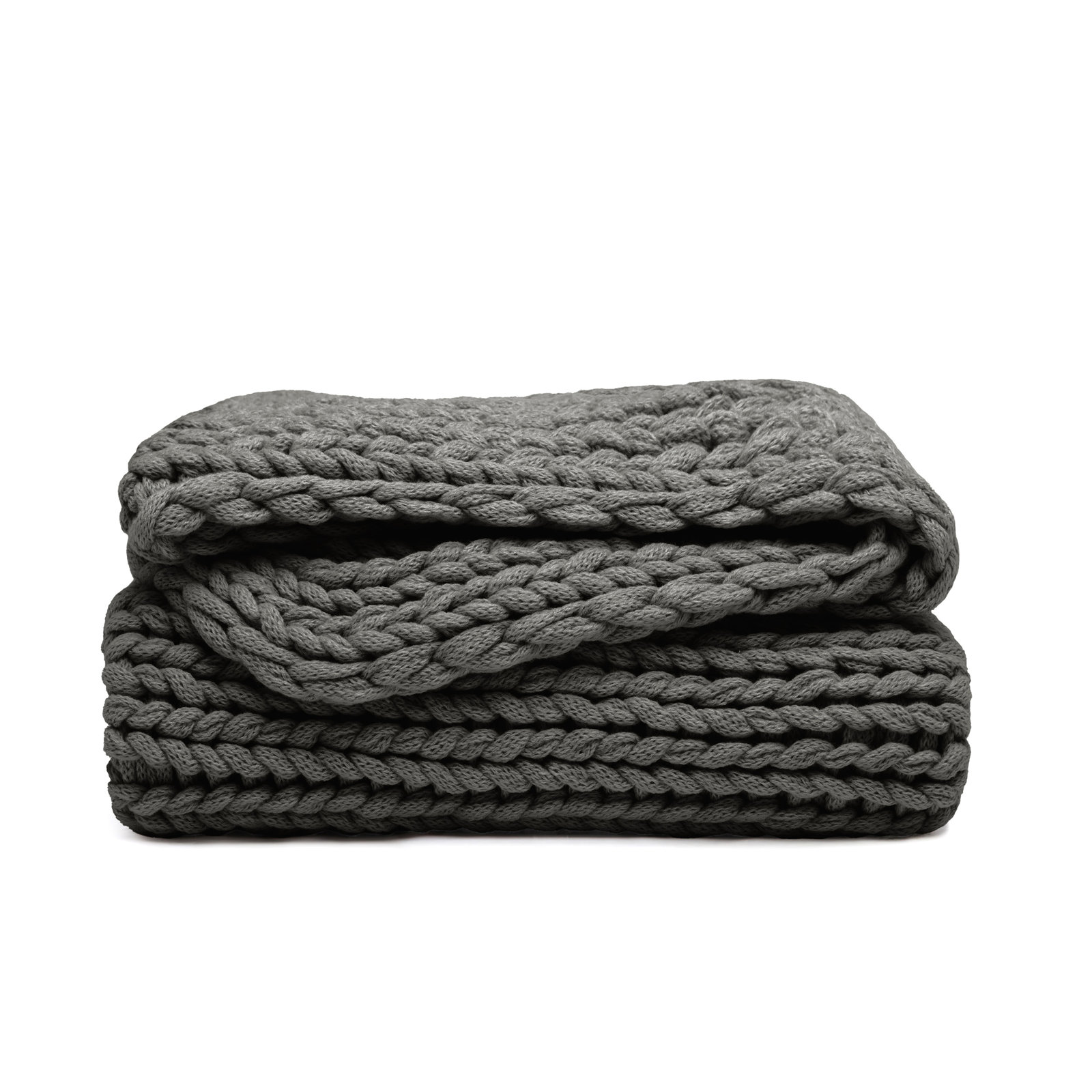 Handmade Knit Throw Blanket, Gray