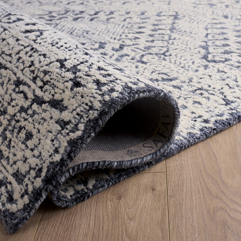 Tapis géométrique en laine touffeté à la main Cheryal, Tapis de couloir 2 pi 3 po x 8 pi