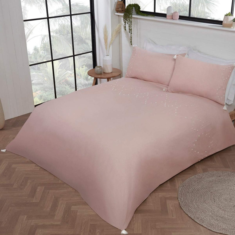 Cotton Blend Bedding, Single Duvet Cover + 1 Pillowcase, Pink