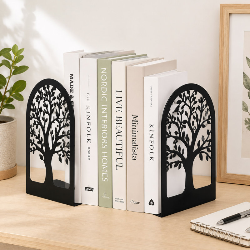 Ensemble de 6 serre-livres en métal noir
