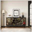 Buffet moderne en placage de frêne massif avec 3 portes, 3 tiroirs, une tablette semi-ouverte et une découpe centrale semi-circulaire dans le panneau arrière, grande armoire de rangement pour le salon, le couloir, la salle à manger