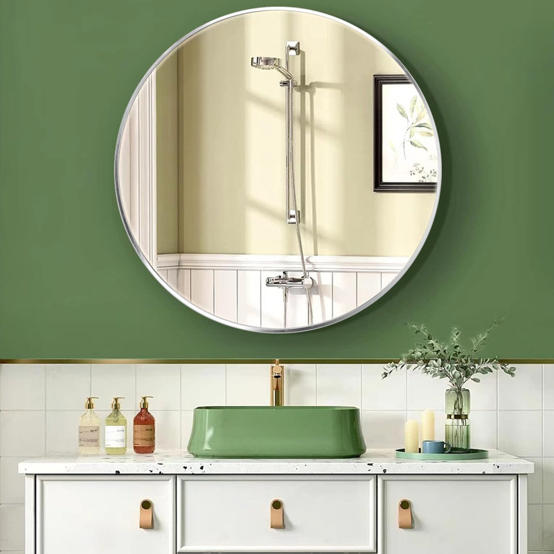 Miroir mural Zailynn, Argenté, H 32 po x l 32 po x P 1,1 po