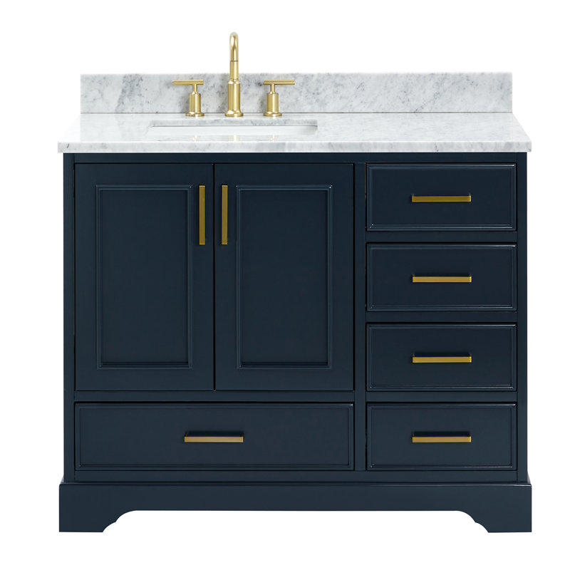 Ensemble de meuble-lavabo simple 43 po avec plateau Abita, Bleu minuit