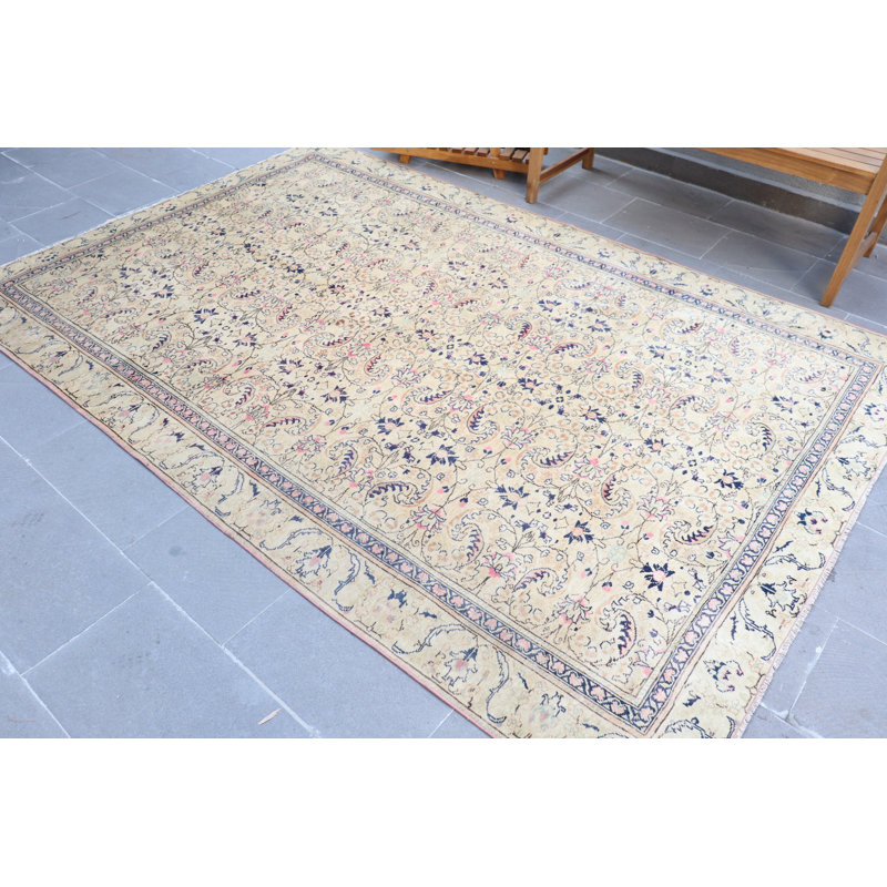 Grand tapis Oushak turc bleu Anatolian - Cadeau de décoration de chambre à coucher et de salon de style rétro