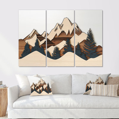 Ensemble de salon art mural brun dansant sur l'horizon des montagnes