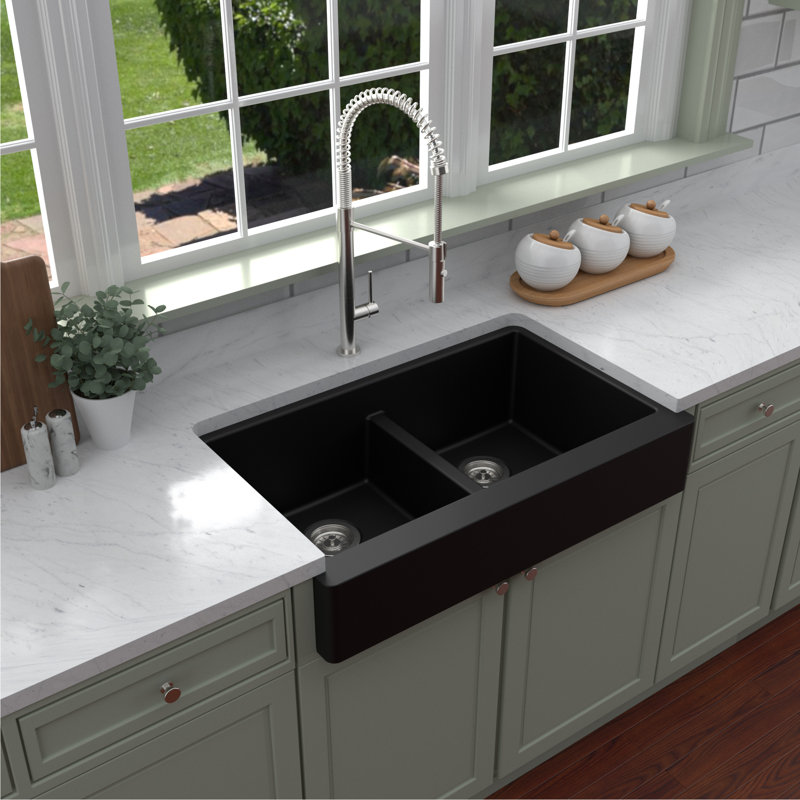 Évier de cuisine Karran Retrofit Farmhouse, Noir