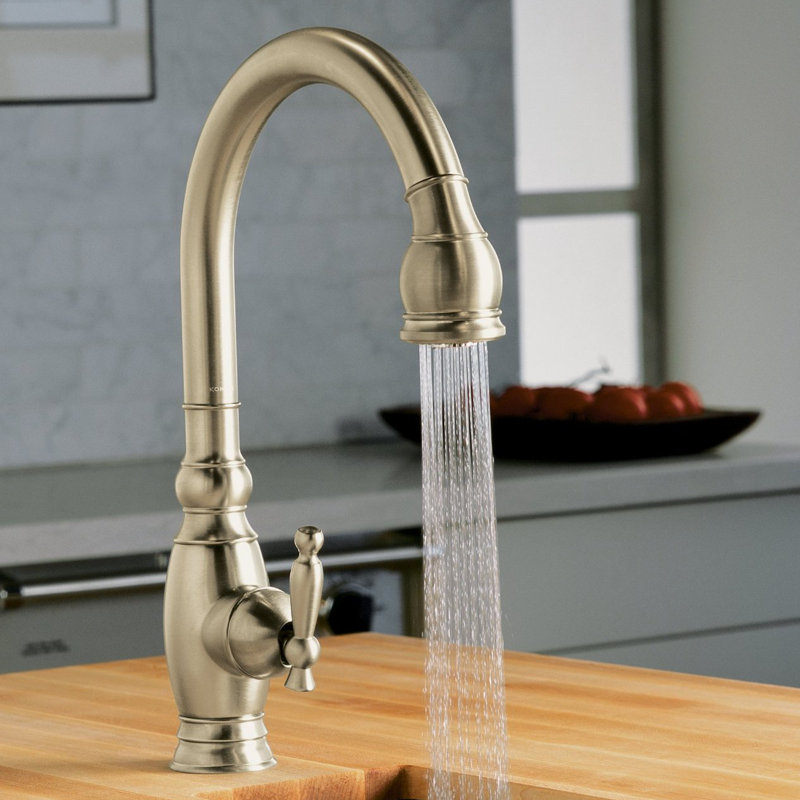 Vinnata Pull Down Bar Faucet with MasterClean, Polished Chrome